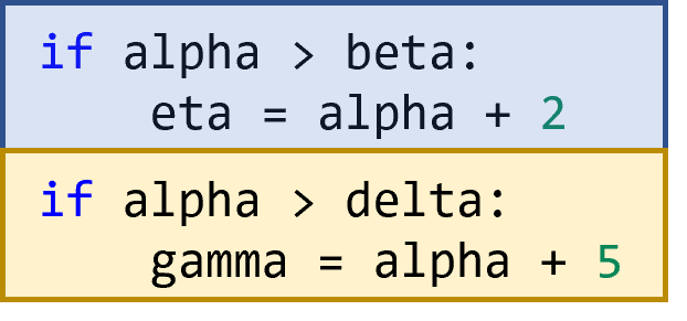 The figure shows the two if statements, each highlighted in a different color.