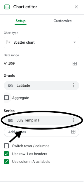 A screenshot of how to choose the dependent variable data.