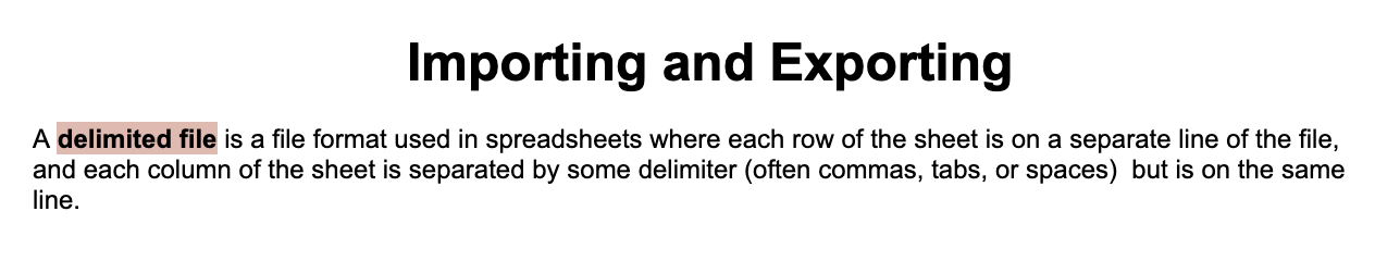 Graphic summarizing key concepts of importing and exporting files.