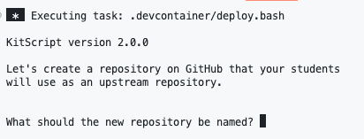 Screenshot showing the deployer prompting for the new repository name.