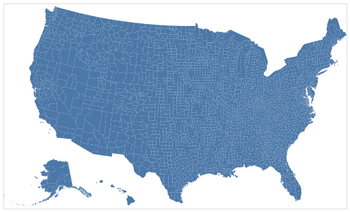 Map of the United States divided by counties.