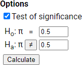 Theory-Based Inference applet output screen
