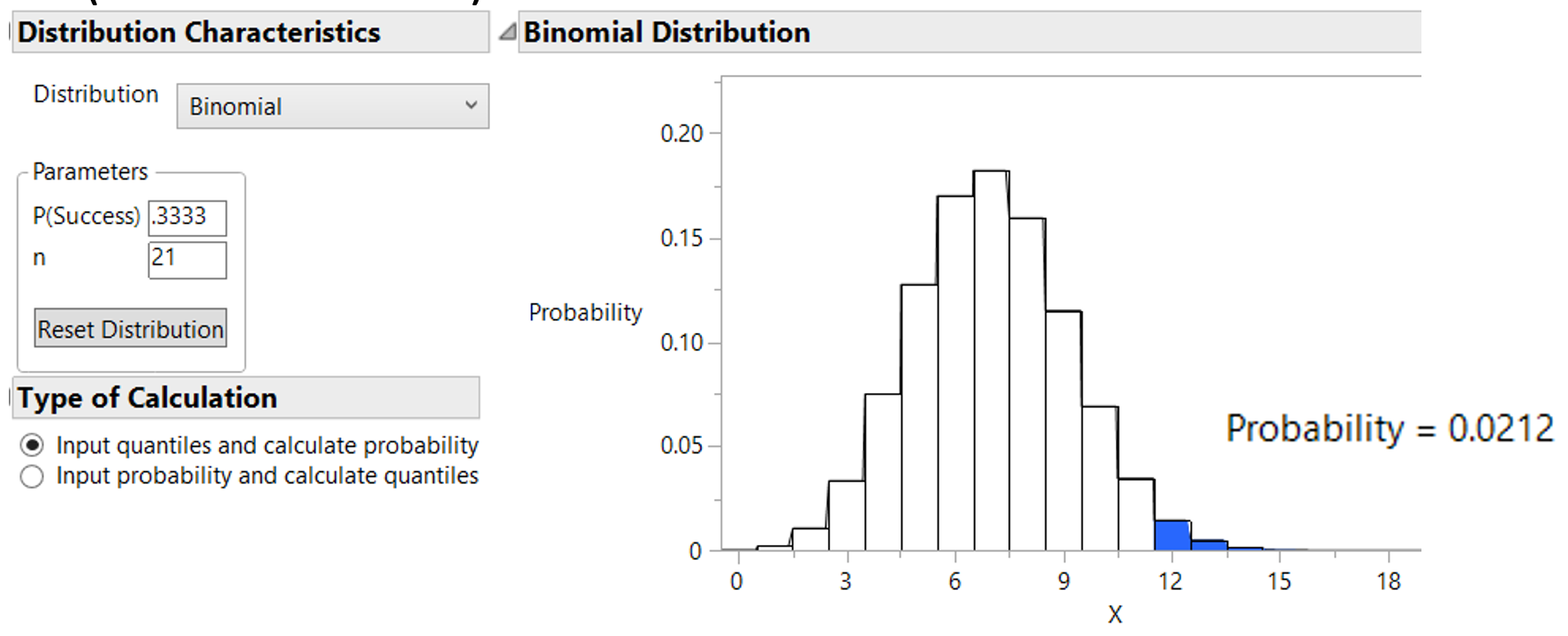 JMP output for cola discrimination test
