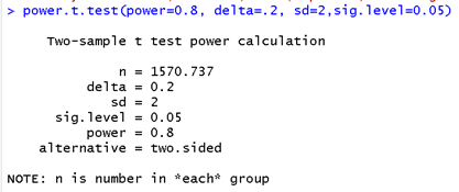 R power calculation for independent samples