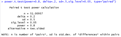 R power calculation for paired design