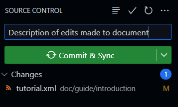 Screenshot of VS Code source control in Codespaces